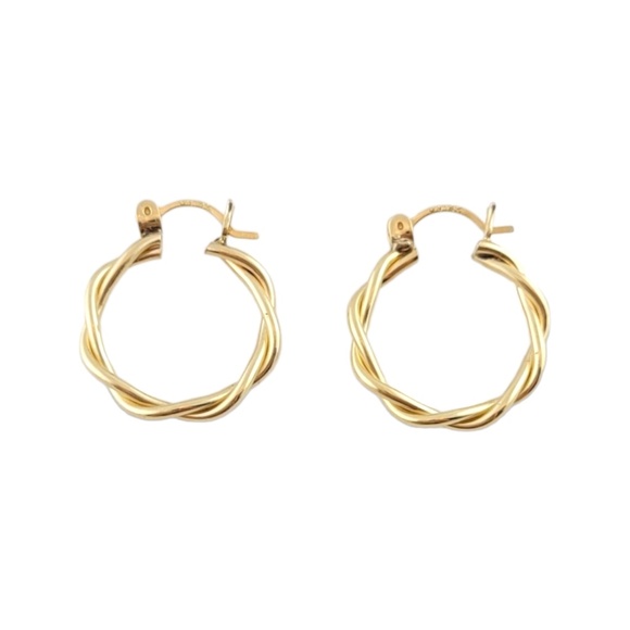 14K Yellow Gold Twist Hoop Earrings #15846 - Picture 3 of 8